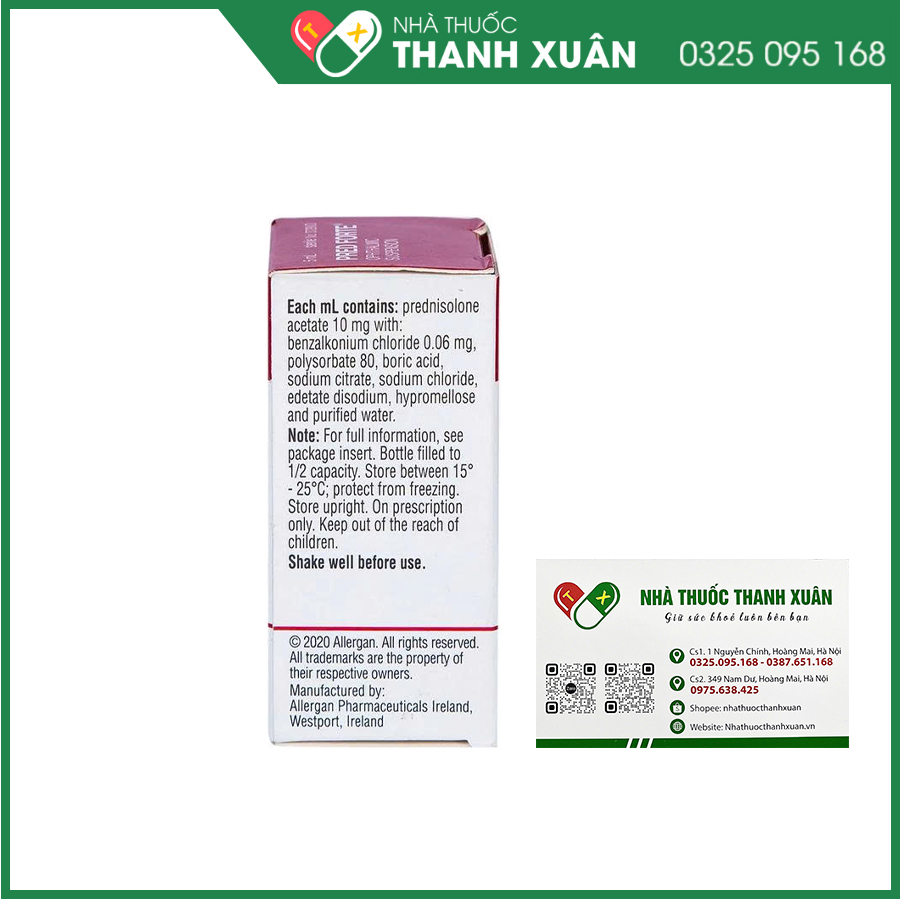 Pred Forte thuốc điều trị chứng viêm đáp ứng với steroid trong viêm mí mắt và kết mạc nhãn cầu, viêm giác mạc và phân thùy trước nhãn cầu